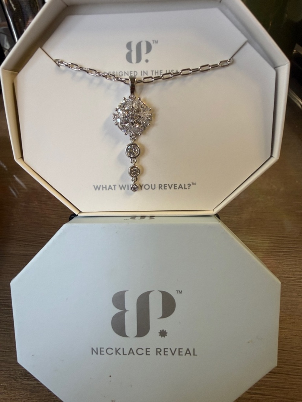 Necklace Reveal Silver Crystal Cluster Drop Necklace